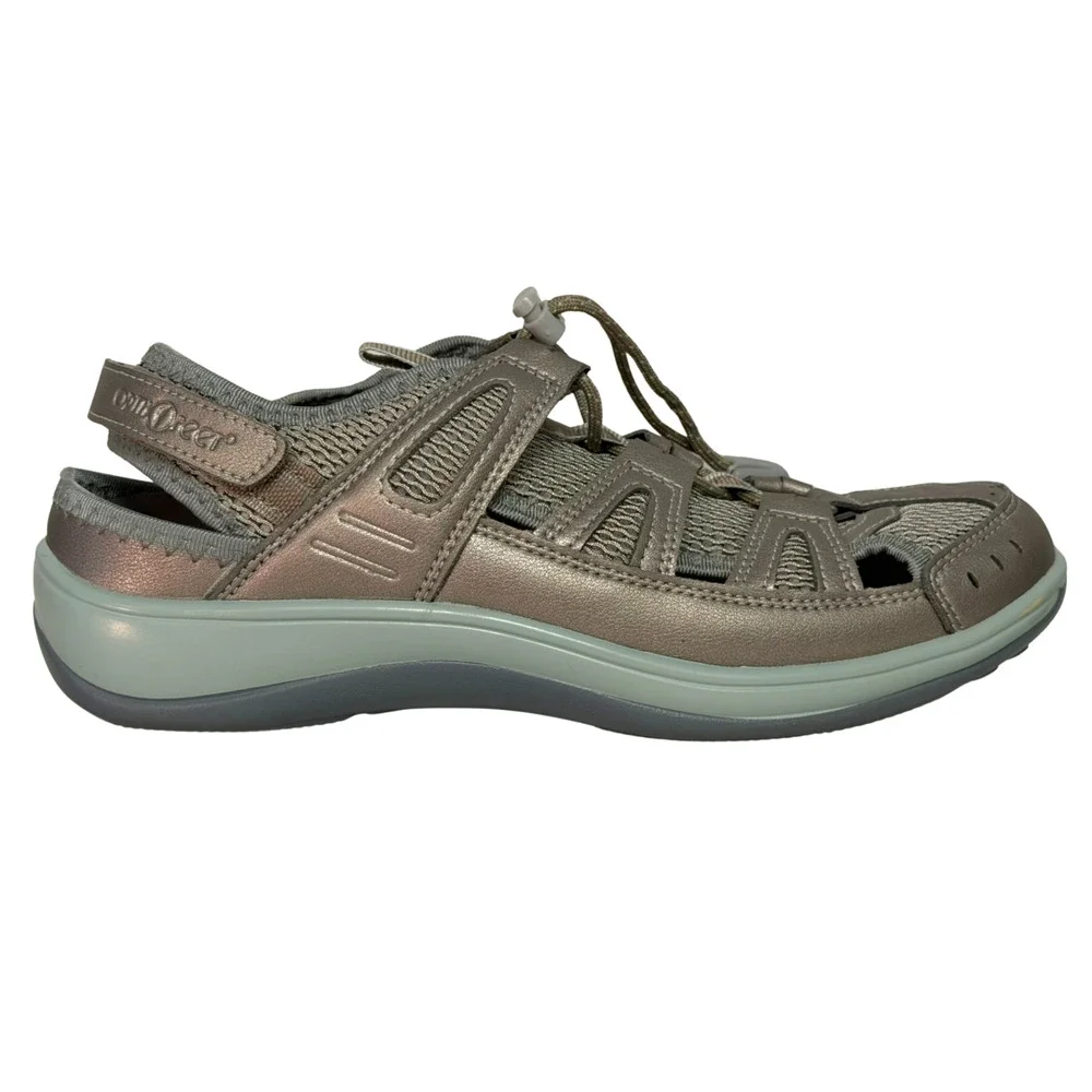 OrthoFeet Sz 8.5D Wide Width Verona Closed Toe Sandals Hiking Outdoors Pewter